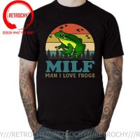 MenS Tshirt Milf Man I Love Frogs Funny Saying Frog Amphibian Lovers Vintage Novelty T-Shirt Casual Streetwear Unisex Top