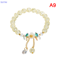 ?【Lowest price】SUTAI สร้อยข้อมือโบฮีเมียนสร้อยข้อมือลูกปัดคริสตัลสีสันสดใสทำมือเชือกยืดหยุ่นเครื่องประดับผู้หญิง