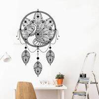 (สติ๊กเกอร์และรูปลอกผนัง) Indah Dreamcatcher Mandala สติกเกอร์ติดกำแพง Vinil Stiker Ding Bulu Kamar Tidur Mandala Bunga ภาพจิตรกรรมฝาผนัง Garis Pola วอลล์เปเปอร์ LL933