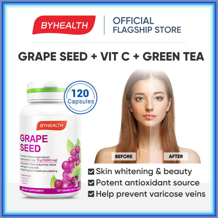 Byhealth Grape Seed 120 Capsules With Vitamin C & Tea Polyphenols