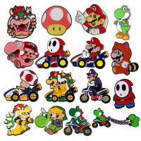 Super Mario Enamel Pin Game Lapel Pin Cars รถจักรยานยนต์ป้ายไดโนเสาร์น่ารัก Ghost เข็มกลัดสำหรับเสื้อผ้ากระเป๋าเสื้ออุปกรณ์เสริม Gift