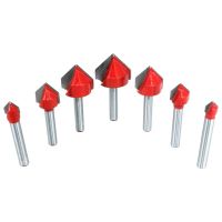 【On Sale】 MULTI DEAL 7Pcs 6.35Mm 1/4นิ้ว Shank 90องศา V ประเภท Router Bit Edge Forming Bevel งานไม้เครื่องตัดสำหรับไม้ Bits MC01121