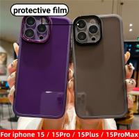 เคสโทรศัพท์สำหรับ IPhone 15 14 Pro Max 15 Plus IPhone15 I15 Pro ซิลิโคนเนื้อนิ่มโปร่งใสกล้องกันกระแทกด้วยฟิล์มป้องกันเลนส์ฝาหลัง