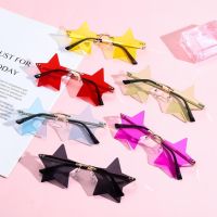 【lz】✌  Star Shape Rimless óculos para homens e mulheres bonito pentagrama óculos óculos de festa óculos de sol