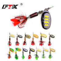 FTK 1Pcs Spinner เหยื่อช้อนเหยื่อตกปลาโลหะ Lure 13สี7.5G 12G 17.5G Pike Bass Hard เหยื่อ Feather Treble Hooks