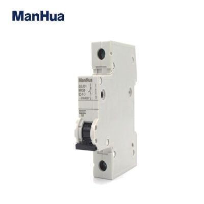 Manhua Single Phase C40 40a ป้องกันการโอเวอร์โหลด Miniature Circuit Breaker รีเลย์แรงดันไฟฟ้า Dc Circuit Breaker