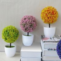 Artificial Potted Ornament Topiary Ball Shape Bonsai Fake Plant Home Decoration Bonsai Small Tree Pot Fake Flowers