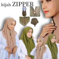 【YF】 Muslim Hijab Arab Turkish with Zipper Pearl Heavyweight Chiffon Scarf Womens Fashion Plain Wrap Solid Color Shawl