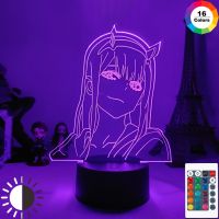 16 สีรีโมทคอนโทรลไฟกลางคืนศูนย์สอง 002 ที่รักใน FRANXX 3D อะนิเมะไฟ led สไลด์ไฟกลางคืนไฟส่องสว่าง Lampara ของขวัญคริสต์มาส