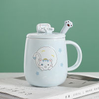 Mobile Phone Holder Mug With Lid Spoon Creative Personality Cartoon Cat Ceramic Cup Office Ins Home Coffee Cup