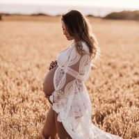 Crochet Lace Maternity Photography Props Dresses Maternity Photo Shoot Cardigan Dress Pregnancy Women Long Dress