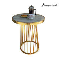 Anusarin Round stainless steel Bistro/Dining Table 03 โต๊ะรับประทานอาหารทรงกลมหน้าท็อปหินสังเคราะห์ 60 cm โครงสร้างสเตนเลสสีทอง -Gold