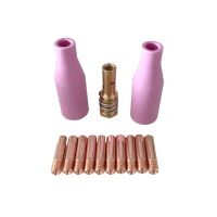 13PCS 14AK Copper Contact Tips Ceramic Nozzle Tip Holder Welding Torch MIG Gas Consumables MAG Welding Tools