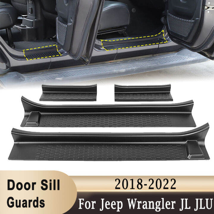 Door Sill Guards Black Rubber Door Entry Guards Mat for Jeep Wrangler