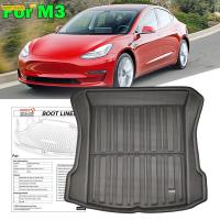 ปรับแต่งสำหรับ Tesla รุ่น3 BlueStar 2017 2018 2023ด้านหลัง Cargo Liner Boot ถาด Trunk Mat กระเป๋าเดินทางชั้นพรมถาดกันน้ำ