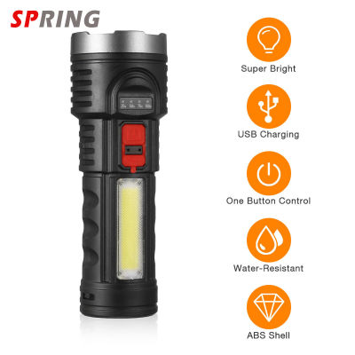 Fast Delivery LED Mini Flashlight Torch IP65 Waterproof Usb Rechargeable Super Bright Long Range Outdoor Emergency Lighting Tool
