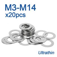 20pcs/lot 304 Stainless Steel Ultra Thin Flat Washer M3 M4 M5 M6 M8 M10 M12 M14 Adjusting Shim Plain Gasket 0.1/ 0.2/ 0.3mm