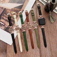 Leather Slim Watchband For Apple Watch Band 41MM 45MM 40mm 44mm 38mm 42mm Series 7 8 SE 6 5 4 3 2 Woman Thin Correa Wrist Strap Straps