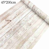 【CW】 Adhesive Old Wood Grain Wallpaper Stickers Door Wardrobe Desktop Pvc Wall Papers 45x200cm