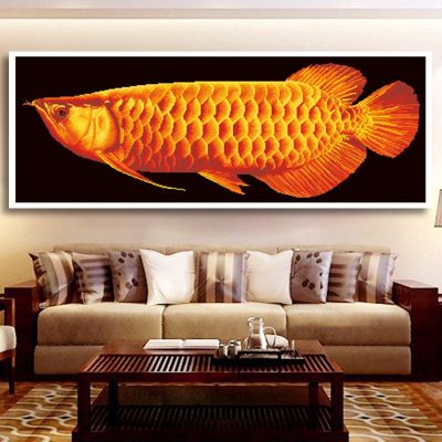 QIANZEHUI,DIY 5D Embroidery,Round Diamond Arowana Fortune fish Full Diamond painting cross stitch,needlework