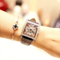 to run fashion trendy square new authentic womens watch diamond-encrusted waterproof leather belt imported movement