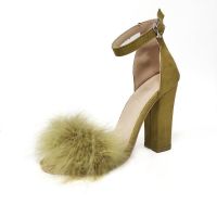 Ankle Strap Super high heels Faux Fluffy Rabbit Fur Women Sandals 10 CM High Heel Summer Lady Shoes Pumps Zapatos Mujer uik9