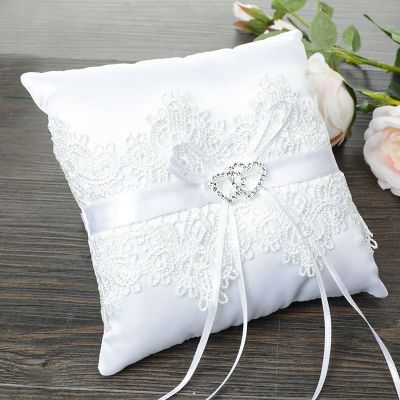 19/15/14cm Ivory White Wedding Pillow Ring Holder Ring Bearer Cushion Pillow for Wedding Ceremony Party Flower Girls Basket