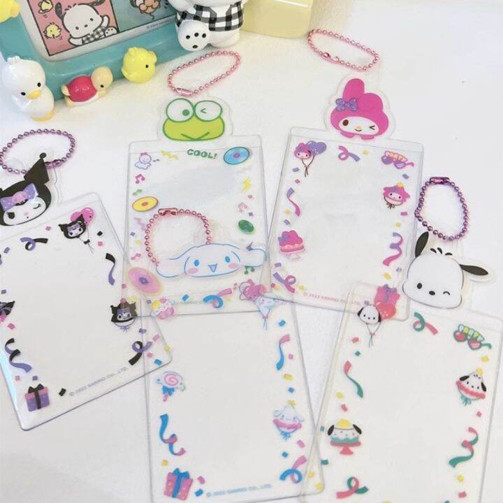 Cute Sanrio Wire Keychain 3-inch Transparent PVC Idol Photo Card Case ...