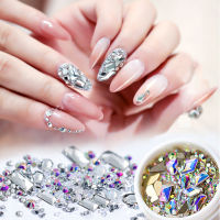 NDEURDI 1 กล่อง เงางาม AB Flat-back ขนาดผสม ทำเล็บ กลิตเตอร์ อัญมณีเล็บ Crystal Strass หินแก้ว เล็บ Rhinestones