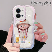 เคส Chenyyka สำหรับ Vivo Y35 5G Y36 5G เคส Y35รูปการ์ตูนน่ารักรูปเป็ดน้อยเด็กผู้หญิงสีสันสดใสขอบเนื้อครีมเคสนิ่มเคสโทรศัพท์โปร่งใสกันกระแทกซิลิโคนใส