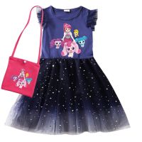 Korean Anime Catch! Teenieping Costume Kids Short Sleeve Princess Skirt &amp; Bag 2Pcs Set Baby Girls Dress Child Halloween Dresses