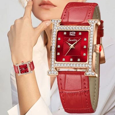 2023แฟชั่นใหม่ผู้หญิงนาฬิกาแฟชั่นหนังสุภาพสตรีควอตซ์นาฬิกายอดนิยมแบรนด์หรูแบบ Dial ที่เรียบง่าย Rose G Old ผู้หญิงนาฬิกา
