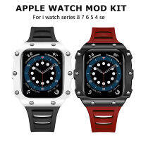 ชุด Mod สำหรับ I Watch 40 41 44 45มม. กรณีเซรามิก + สายยางเข้ากันได้กับ Ap Ple Watch 8 7 6 5 4 Se อุปกรณ์เสริมนาฬิกา