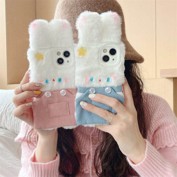 กระเป๋าใส่ผ้ากันเปื้อน-plush-rabbit-สำหรับ-iphone14-น่ารักตุ๊กตากระต่ายสีขาวขนาดเล็กสำหรับ-iphone12promax-กระเป๋าใส่กระต่ายสีชมพูสำหรับ-iphone-xs-xr-กระเป๋าใส่กระต่ายสีฟ้าสำหรับ-iphone13-กระเป๋าใส่กระ