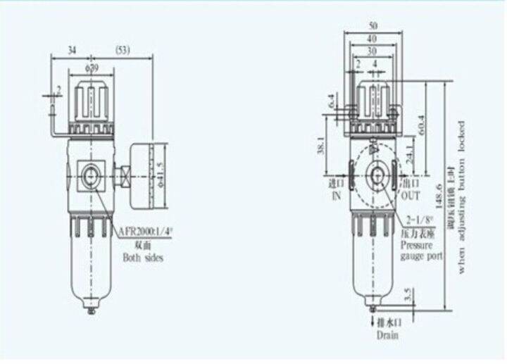 afr-2000-air-filter-regulator-compressor-amp-pressure-reducing-valve-amp-oil-water-separation-gauge-outfit