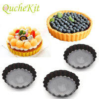 6ชิ้นไม่ติดทาร์ต Quiche Flan กระทะ10เซนติเมตรขนมรอบแม่พิมพ์พิซซ่าเค้กภาชนะที่ถอดออกได้หลวมเค้กเบเกอรี่เครื่องมือ