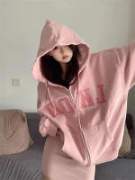 MBeauty Hoodie สำหรับผู้หญิงซิปแจ็คเก็ตปักลายเครื่องแบบเบสบอลขี้เกียจ