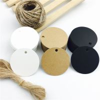100pcs/lot White Black Brown Kraft Paper Tags Round Luggage Note Wedding Cards Blank Craft Paper Gift Tags 5x5cm