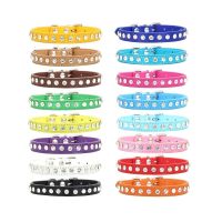 【CW】 Personalized Rhinestones Dog Collar 16 Colors PU Leather for Small Dog Puppy Chihuahua Pink Pet Strap Necklace Pet Accessories