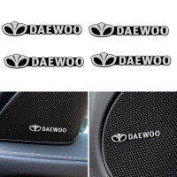 สติกเกอร์3D อลูมิเนียมเสียงลำโพงแต่งรถ4ชิ้นตราสัญลักษณ์เสียงสำหรับ Daewoo Tosca Winstorm Gentra Veritas G2X Korando