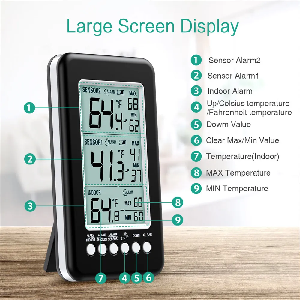 2021最新のスタイル 2 Pcs Digital Fridge Freezer Thermometer Temperature 20 To