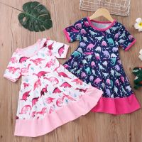 New Baby Girls Clothes Summer Baby Dress Short Sleeve Newborn Infant Dresses Cotton Cratoon Dinosaur Print Toddler Dresses 3-7Y  by Hs2023