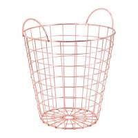 1 Piece Wrought Iron Portable Metal Clothes Storage Basket Sundries Storage Basket Rose Gold