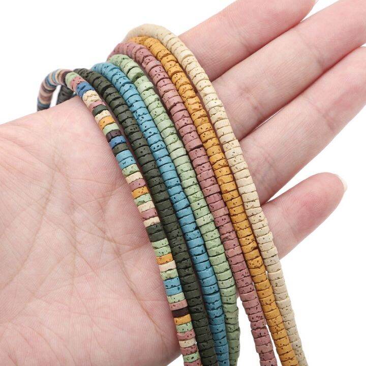 ลูกปัดหินลาวาธรรมชาติ4มม-ลูกปัดอวกาศหลวมสำหรับสร้อยคอ-diy-สร้อยข้อมือลูกปัดสำหรับทำเครื่องประดับ16-40ซม