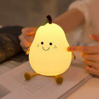 LED Nightlight Pear Shape โคมไฟตั้งโต๊ะชาร์จสีสัน Dimming Touch ซิลิโคนน่ารัก Night Guardian Sleep ตกแต่งเด็ก Gift