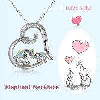 【cw】 Yunjin New Product Heart-Shaped Mother-Child Elephant Love Pendant Simplicity Fashion Cuteness Animal Womens Necklace Cross-Border Special