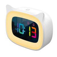 Cute Alarm Clock with RGB 7 Color Night Light/Dimmable,LED Colorful Digital Display,Digital Clock for Kids