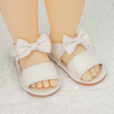 【CW】KIDSUN 2021 Summer New Arrival Baby Sandals Infant Girl Princess Cute Bow-knot Leather Rubber Sole Flat Toddler First Walkers