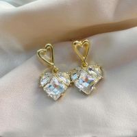 Korean diamond studded love crystal earrings sweet temperament small simple luxury creative earrings exquisite accessories