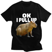 Ok I Pull Up Capybara T-shirt Graphic Print Men T-shirt Loose Casual T-shirt Gothic Pure Cotton Vintage 100% Cotton